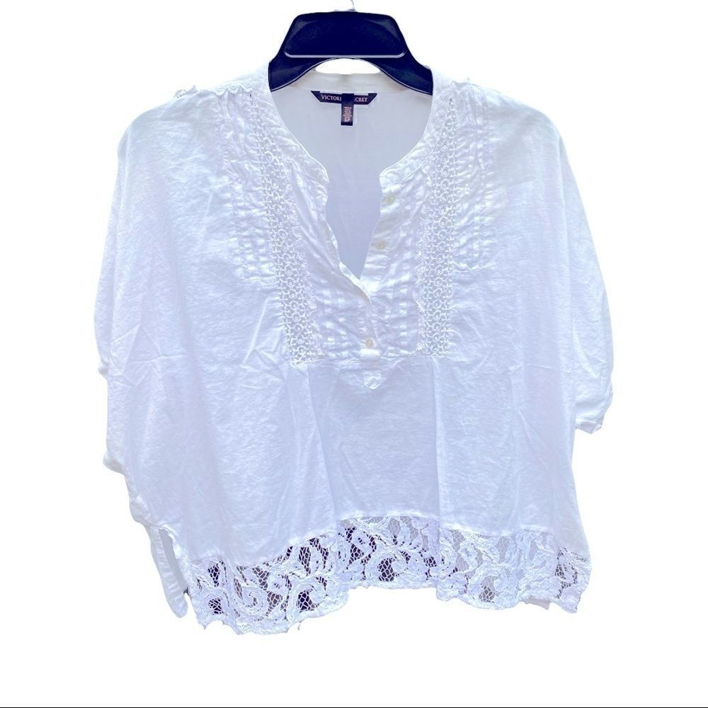 Victoria’s Secret White Lace Embroidered Blouse Sz Small Petite